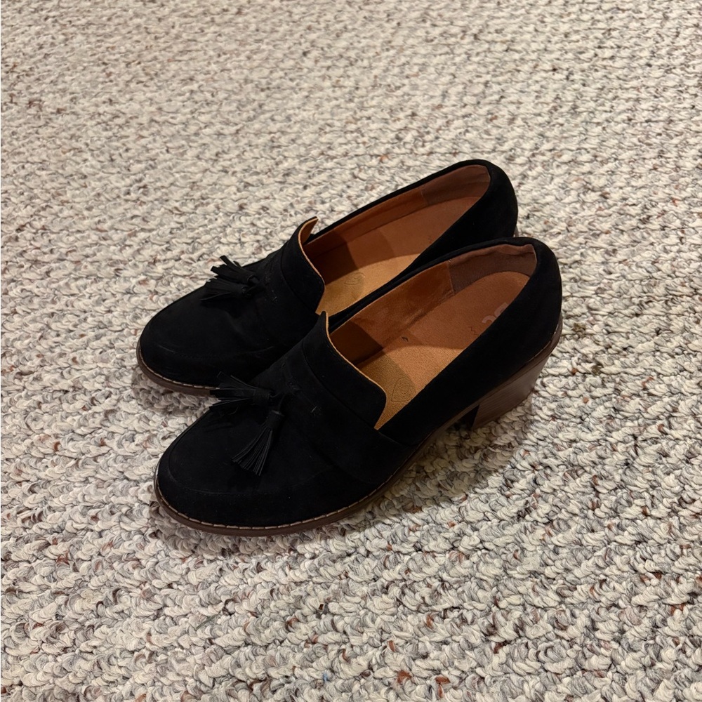 BC Footwear Block Heel Black Tassel Loafers